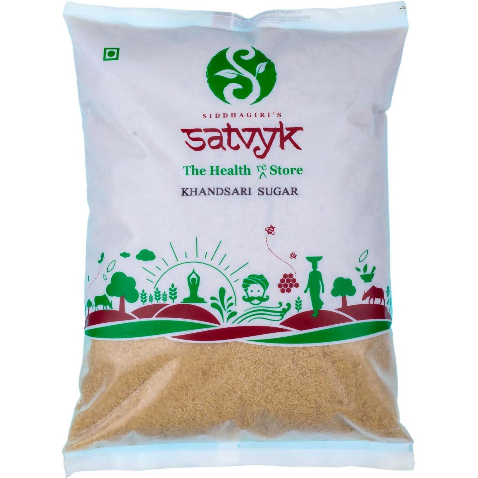 Siddhagiris Satvyk Organic Unrefined Desi Khandsari Sugar -Raw, Natural & Unprocessed. (Set of 5 (1kg each)(Total 5kgs))