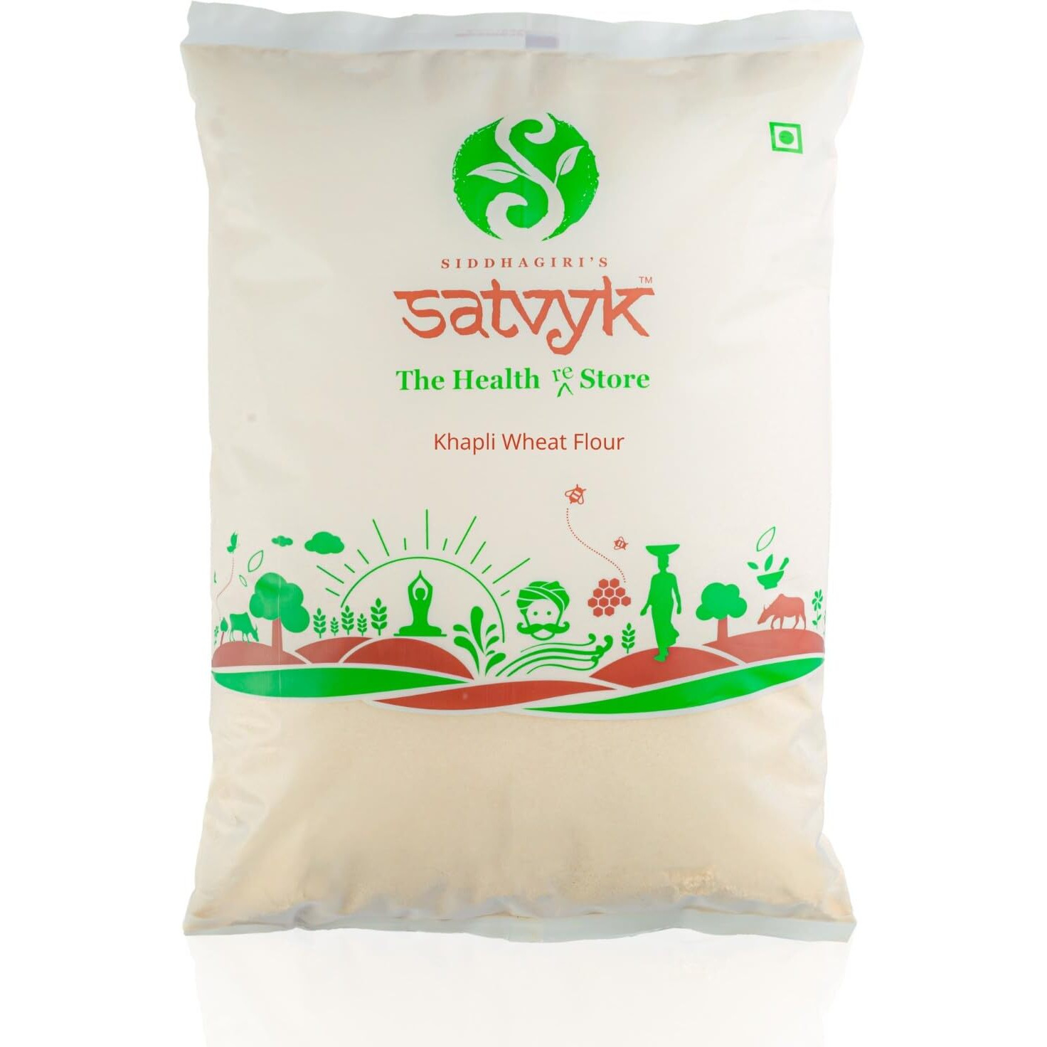 S Siddhagiris SATVYK THE HEALTH re STORE Organic Khapli Wheat Flour (Set of 5 - 5kg) - Stoneground Khapli Atta | Easy to Digest Emmer Wheat Flour | Fiber Rich Whole Wheat Flour | Fresh Khapli Atta