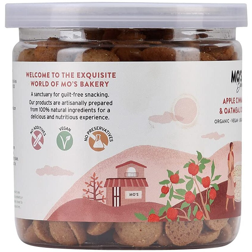 Mos Apple Cinnamon & Oatmeal Cookies, 150gms | Healthy Cookies | Healthy Snacks | Wholesome Snacking | Vegan, 100% Natural & Preservatives Free