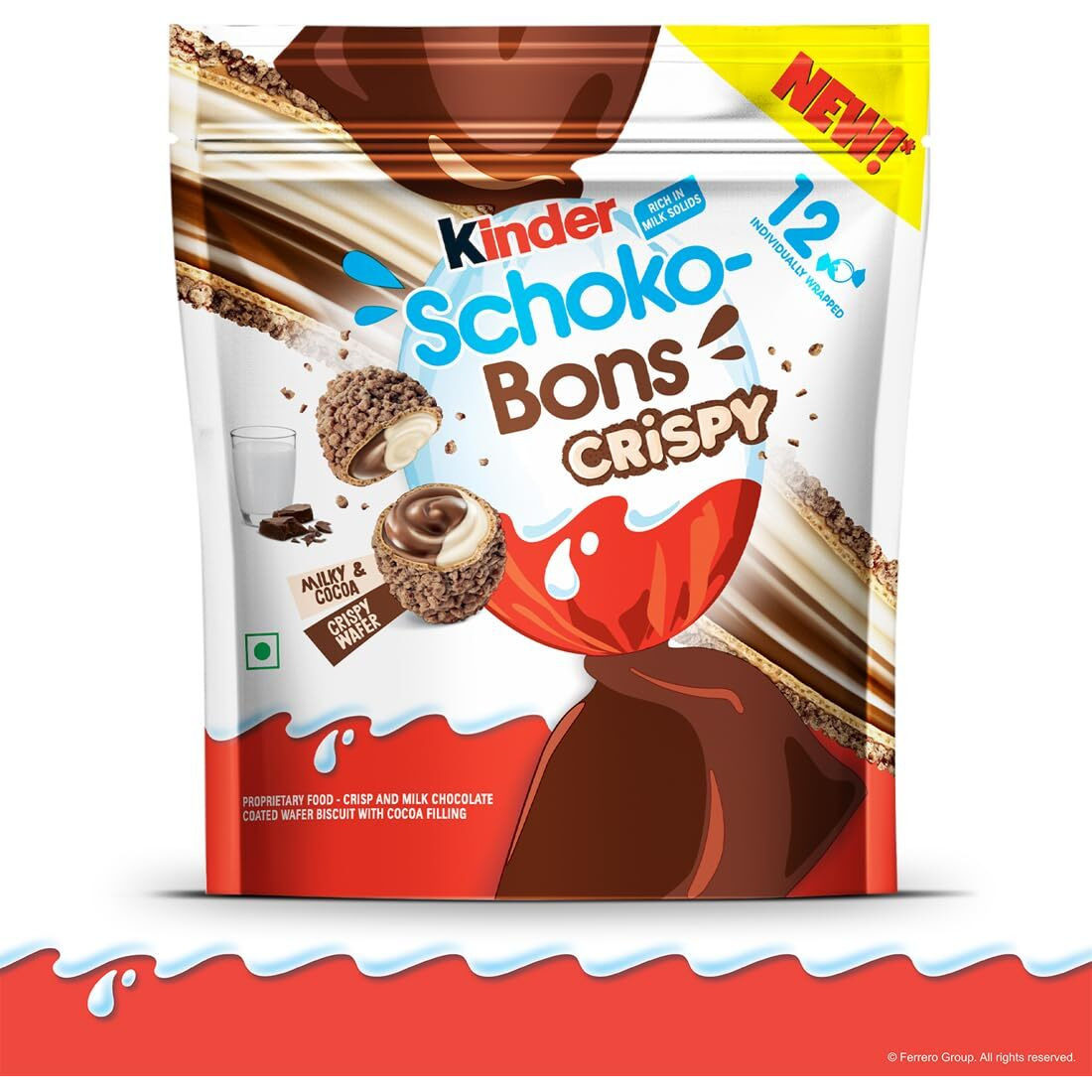 Daves American Food Kinder Joy Schokobons Crispy 12Pcs, Milk And Cocoa Flavor,67.2Gm