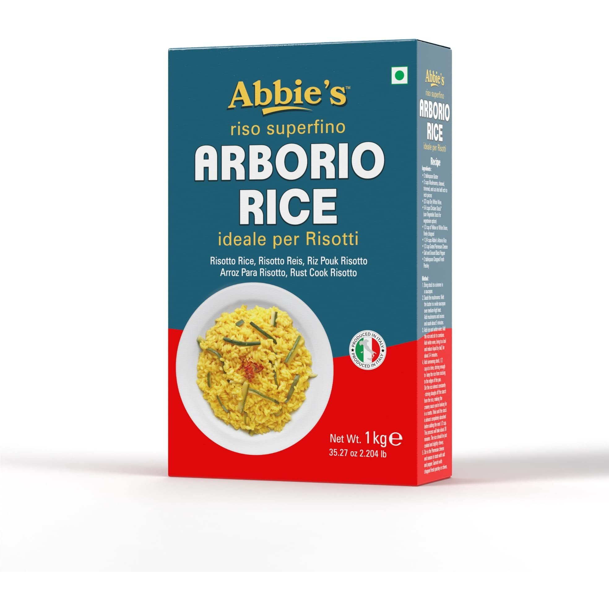 Abbies Italian Arborio Rice, Produced In Italy,1 kg Vacuum Packed, Perfect Rice For Risotto