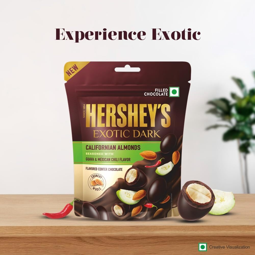 HERSHEYS Exotic Dark Californian Almonds Guava & Mexican Chili Flavor 90 Gram - Pack of 3