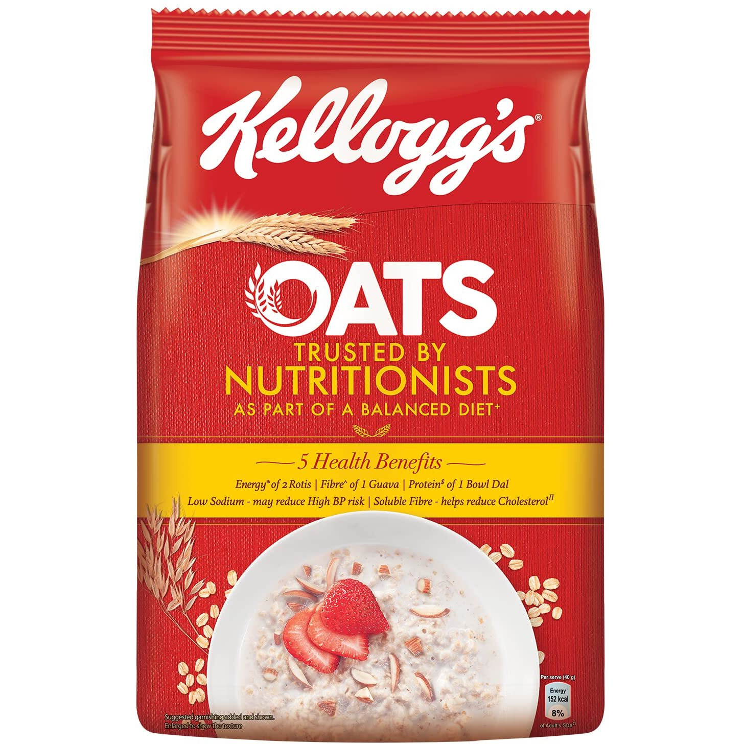 Kelloggs Oats, Rolled Oats, High in Protein and Fibre, Low in Sodium, 900g/990g Pack