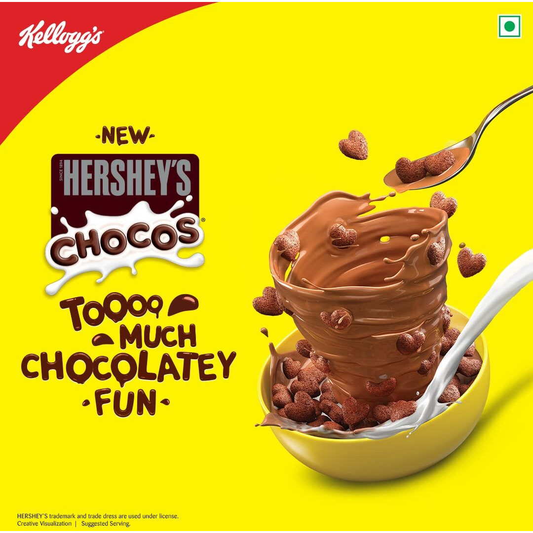 New Kelloggs HERSHEYS Chocos 325g with Power of 5+ | Protein & Fibre of 1 Roti* | High in Calcium & Iron | Immuno Nutrients** | Essential Vitamins| Chocolatey Breakfast Cereal for Kids