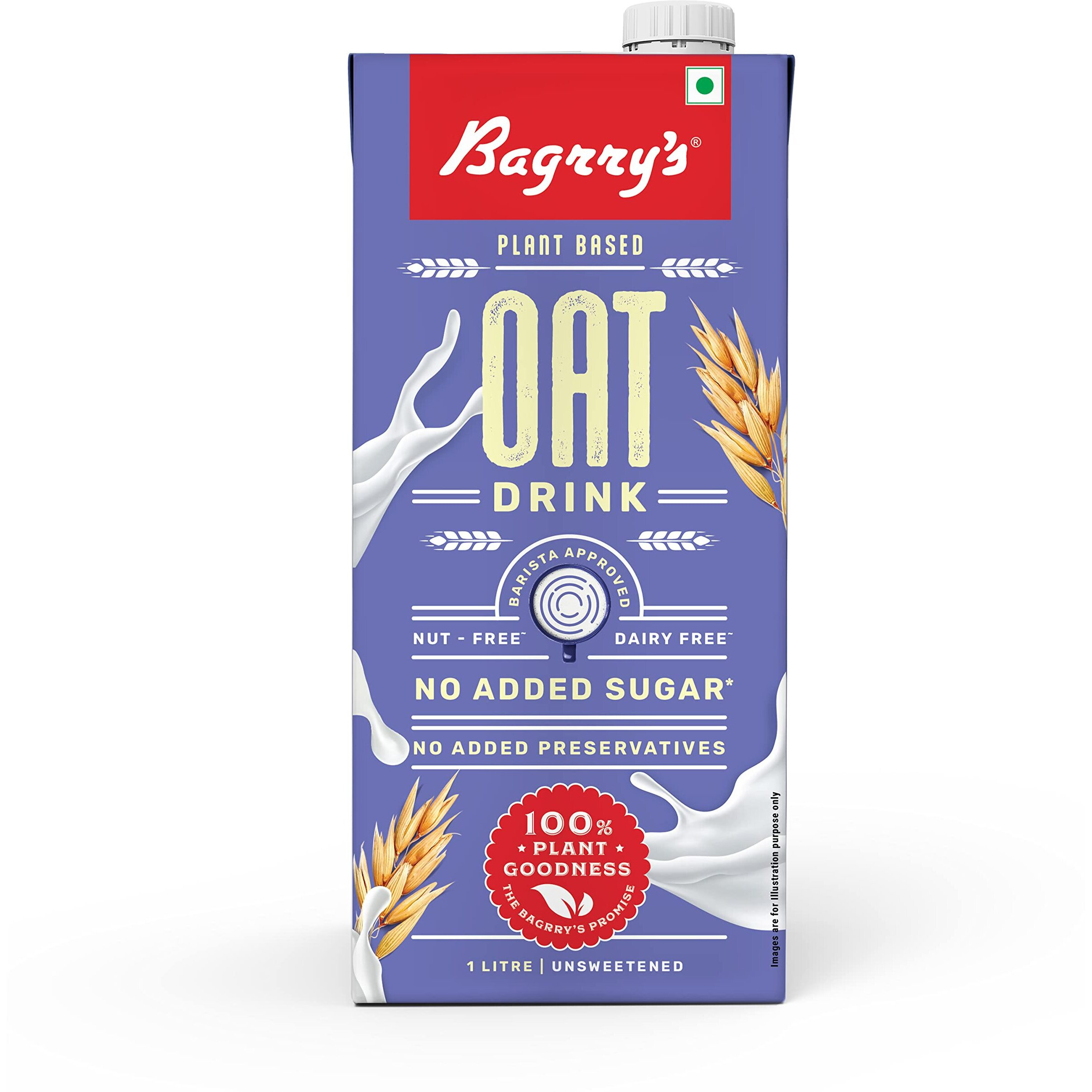 Bagrrys Plant based Oat Drink 1l, Creamy Classic, Unsweetned |Vegan | Dairy Free |No Added Sugar | Plant based milk | No Preservatives