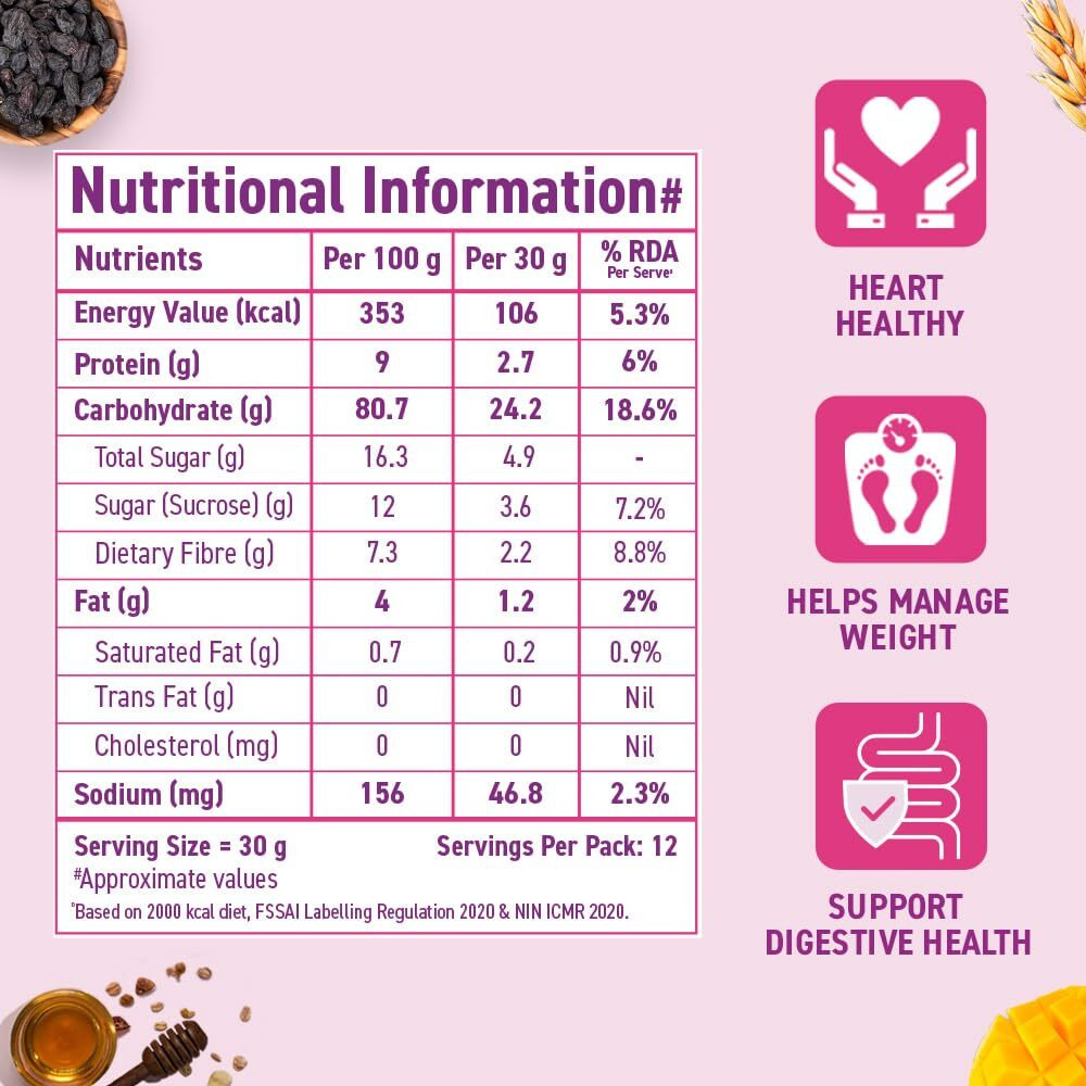 Bagrrys Crunchy Muesli With 30% Fruit & Nut Cranberries 375gm Pouch |34% Fibre Rich Oats|No Sugar infused Fruits|Real Fruits|Breakfast Cereal|Protein Rich|Cranberry Muesli
