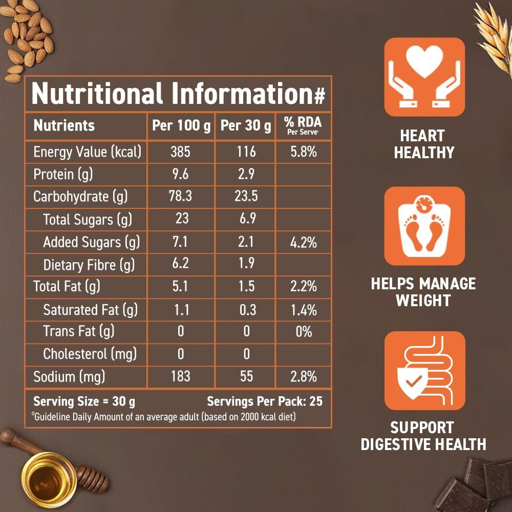 Bagrrys Choco Berry Muesli, 750gm, Chocolate Muesli with Almond, Quinoa, Cranberries |100% Belgian Dark Chocolate Muesli| 0% Artificial Ingredients Chocolate Muesli | 86% Fruits, Nuts & Grains Chocolate Muesli