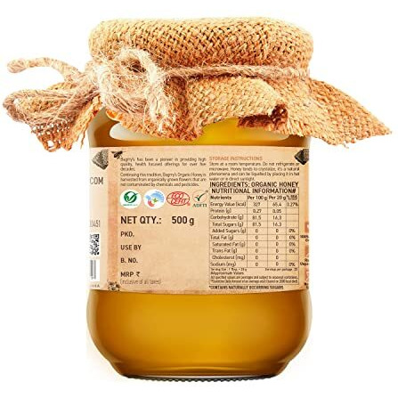 Bagrrys Organic Honey, Premium, Pure, Natural Organic Honey 500gm| 100% Certified Organic, No Added Sugar, Rich in Nutrients, Antioxidants