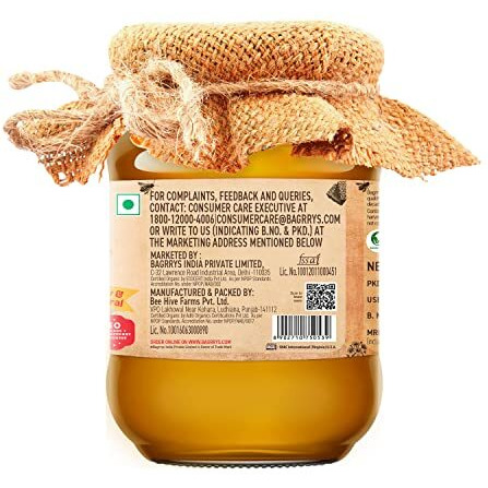Bagrrys Organic Honey, Premium, Pure, Natural Organic Honey 500gm| 100% Certified Organic, No Added Sugar, Rich in Nutrients, Antioxidants