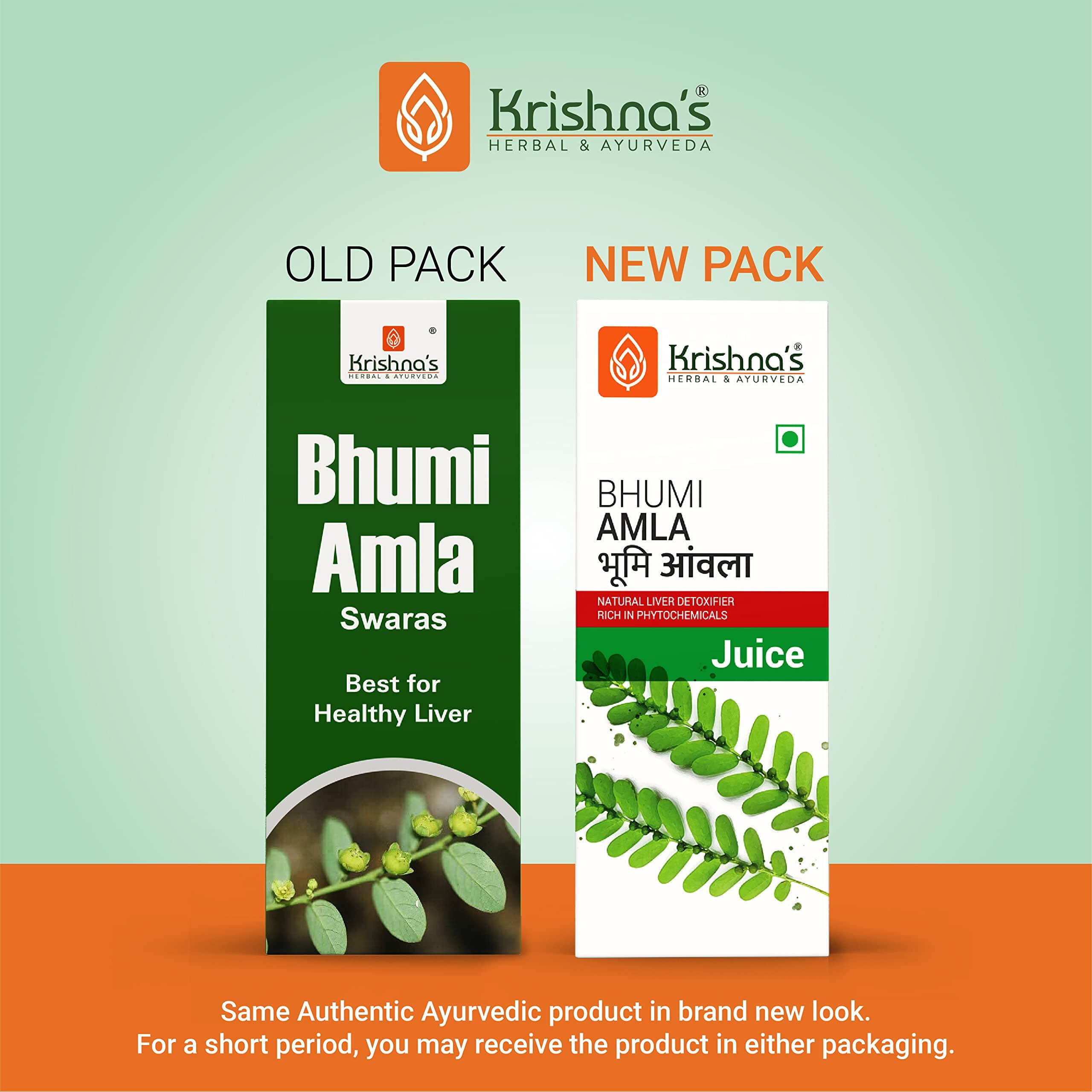 KRISHNAS HERBAL & AYURVEDA Bhumi Amla Juice - 500 Ml | Natural Liver Detoxifier | Strengthens The Digestive System | Sugar Free Juice With No Added Color Or Flavour