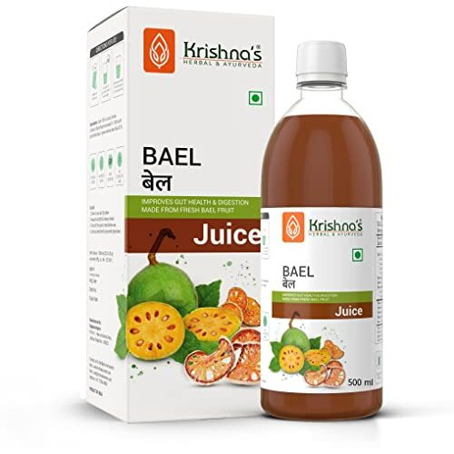 Krishnas Ayurveda Bael Juice- 500 ml concentrate | Sugar Free Beal Juice for Healthy Gut Health, Bel Swaras with No Added Color or Flavour