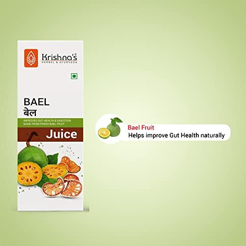 Krishnas Ayurveda Bael Juice- 500 ml concentrate | Sugar Free Beal Juice for Healthy Gut Health, Bel Swaras with No Added Color or Flavour