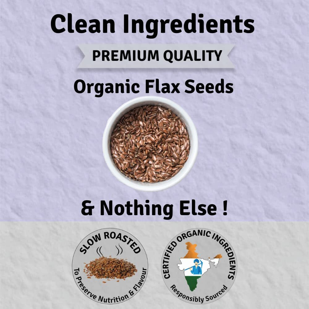 Jus Amazin Organic Roasted Flax Seeds (1Kg) | Hi Fiber | Omega-3 | Heart Health | Weight Loss | Cholesterol Management | Hi Protein | 100% Natural | Clean Nutrition