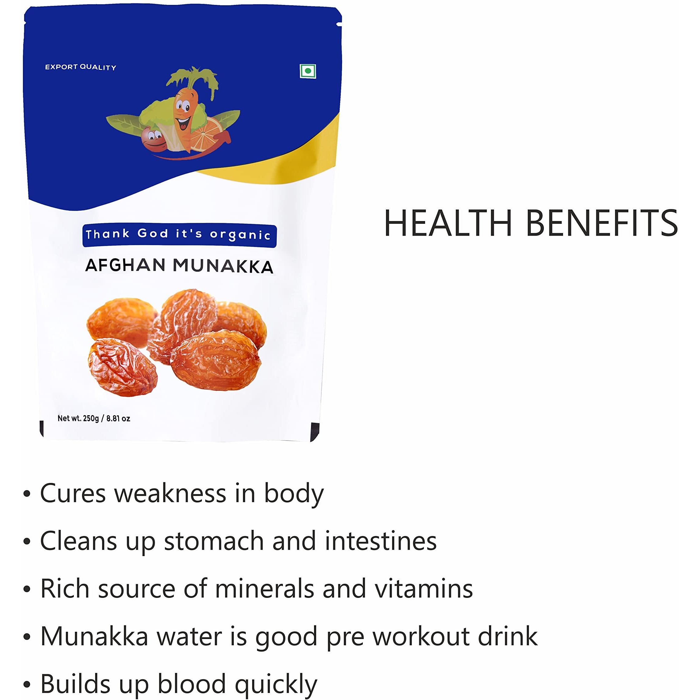 Thank god Its organic Golden Sun Dried Afghan Munakka Raisins 350 gm