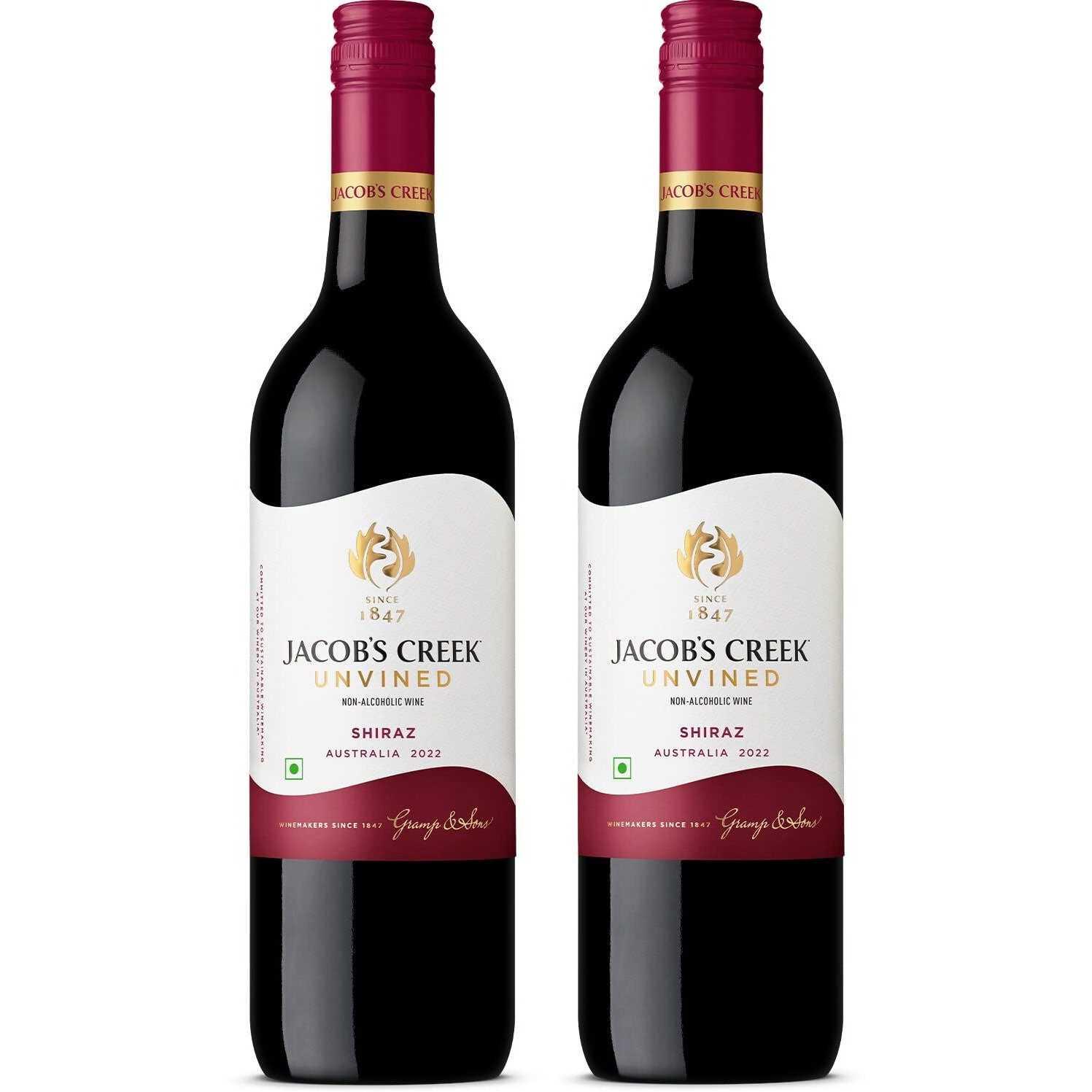 Jacobs Creek Unvined Shiraz Non Alcoholic Red Grape Still Wine 750Ml (Pack Of 2 Bottles)