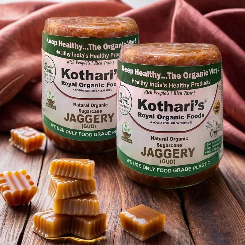 Kotharis Royal Organic Foods Jaggery Pack Of 2 1980 Gm(Sugarcane Jaggery Block/Gud/Gur/Gud Bhelli/Vellam/Sharkara Bellam/Nattu/Jaggey/Pure/Natural/No Preservetive)