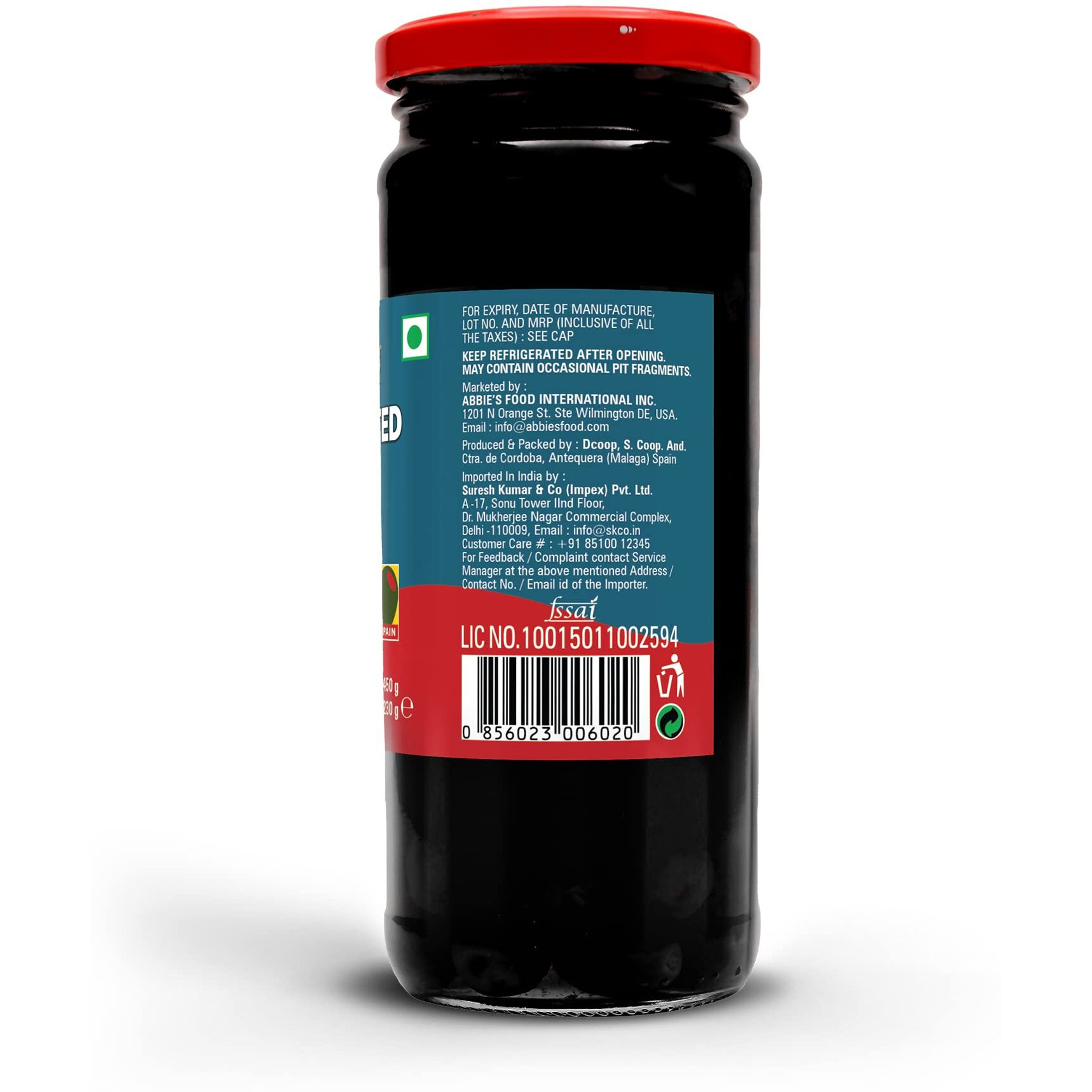 Abbies Black Pitted Olives, 450g Each (450 g x 2), Pack of 2 with Zero Fat | Best for Authentic Taste in Cooking, Snacking, Pizzas Toppings, Italian Cuisine Ingredient and More |