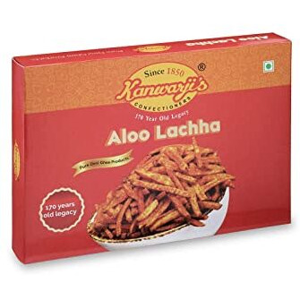 Kanwarjis Confectioners (Medium Spicy)|NAMKEEN LACHCHA|Indian Snacks|Homemade and Ready to Eat Snacks|Aloo Lachha (400gm)