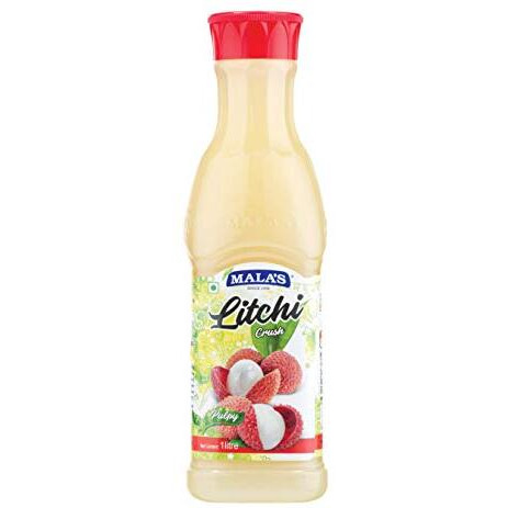 Malas Mala Litchi Crush Fruit Drink - 1 Litre Bottle, 1000 g