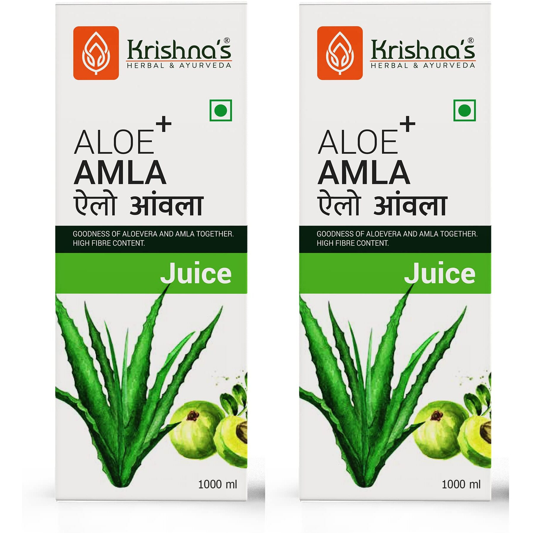 Krishnas Aloe Vera Amla Mix Juice - 1000 ml (Pack of 2) | A Perfect Mix for Healthy Body | For Healthy Hair, Skin, Digestion & Immunity