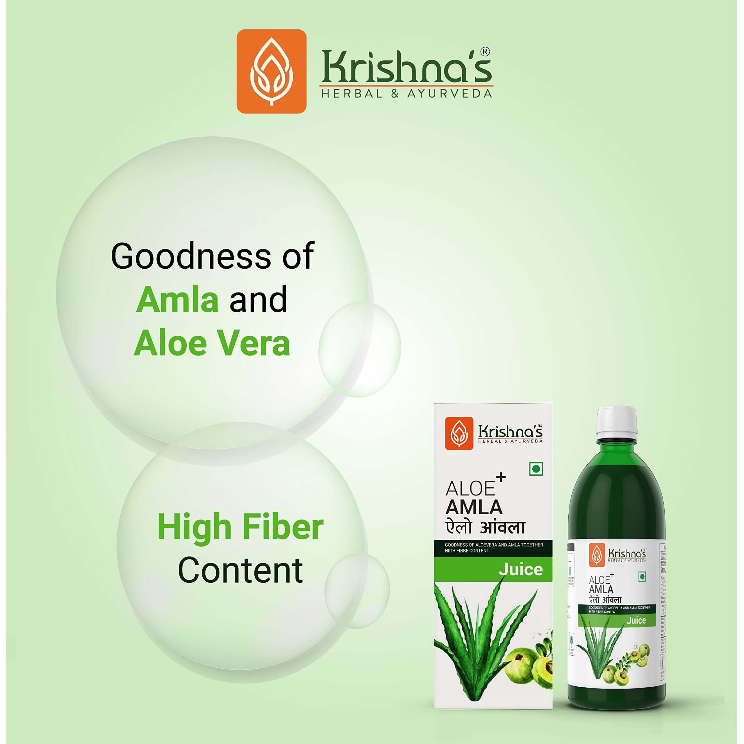 Krishnas Aloe Vera Amla Mix Juice - 1000 ml (Pack of 2) | A Perfect Mix for Healthy Body | For Healthy Hair, Skin, Digestion & Immunity