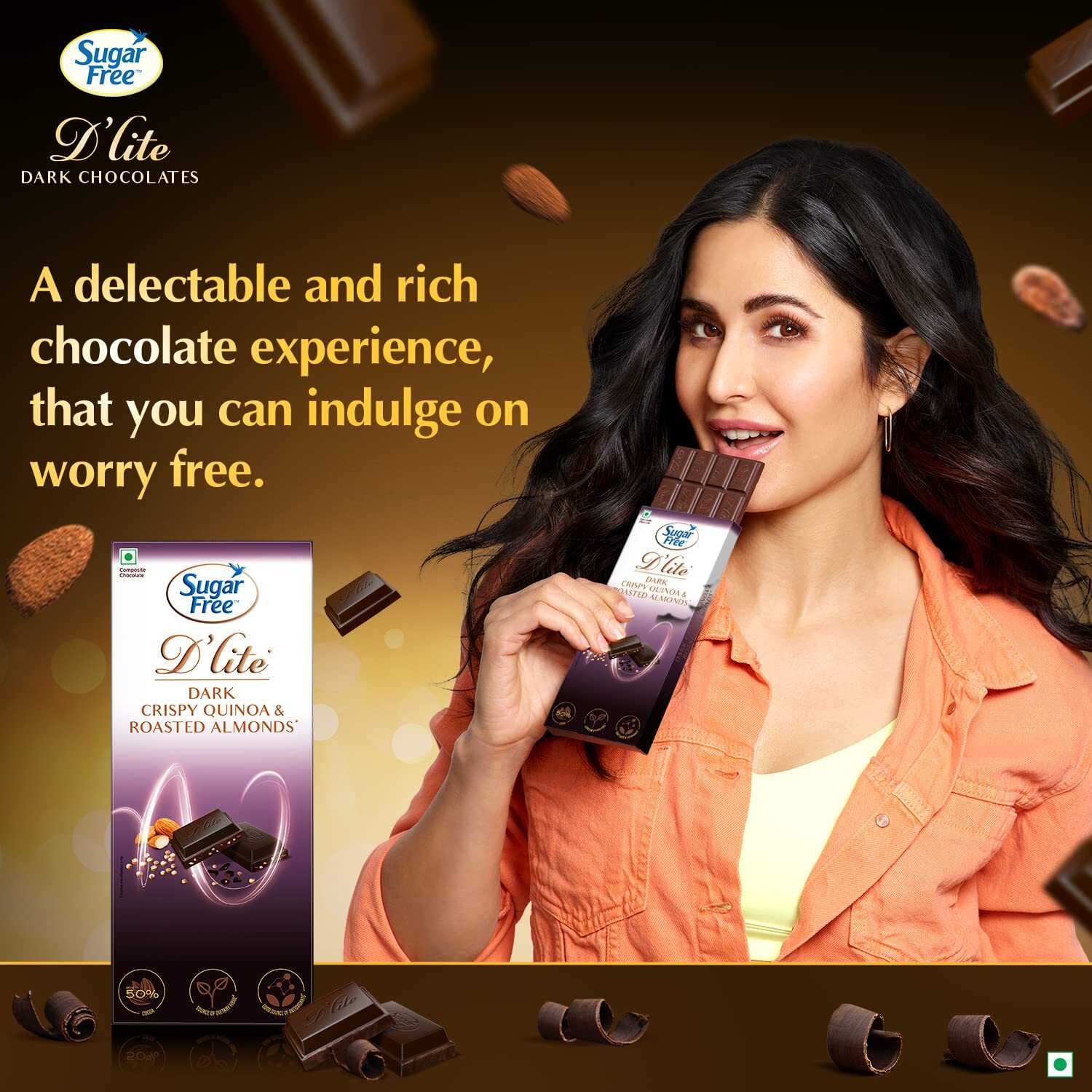 Sugar Free Dlite Quinoa & Almonds Dark Chocolate Bar, 40Gm (Pack of 6)
