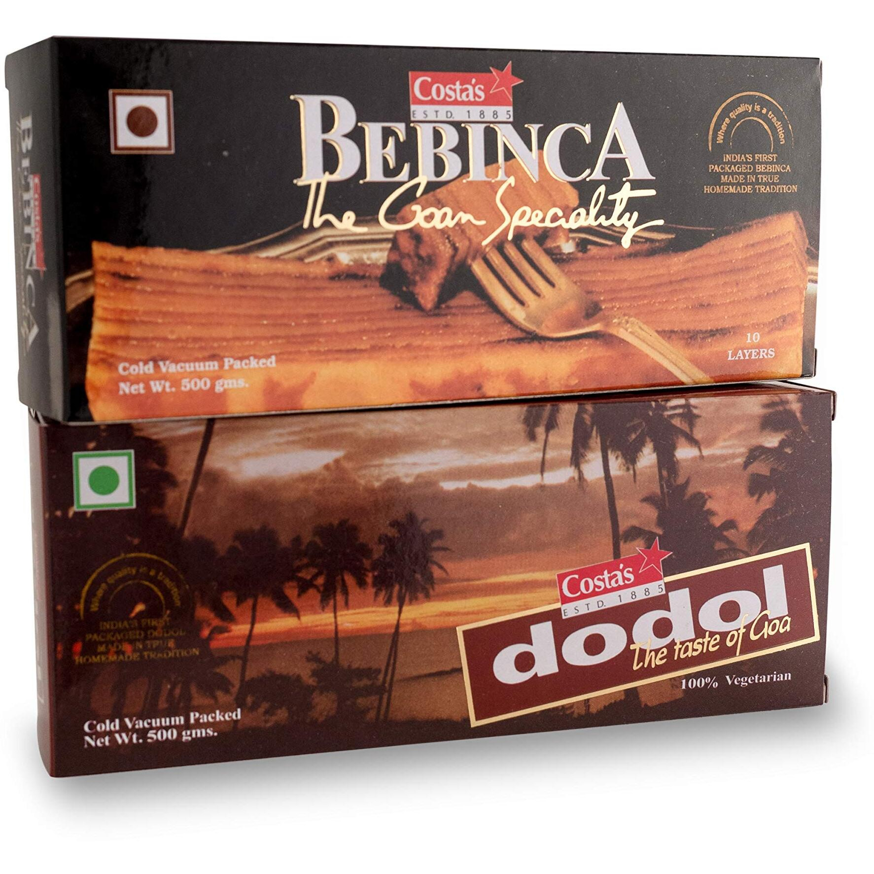 Costas Bebinca 500Gram & Dodol 500Gram Combo Pack Traditional Goan Delicacy