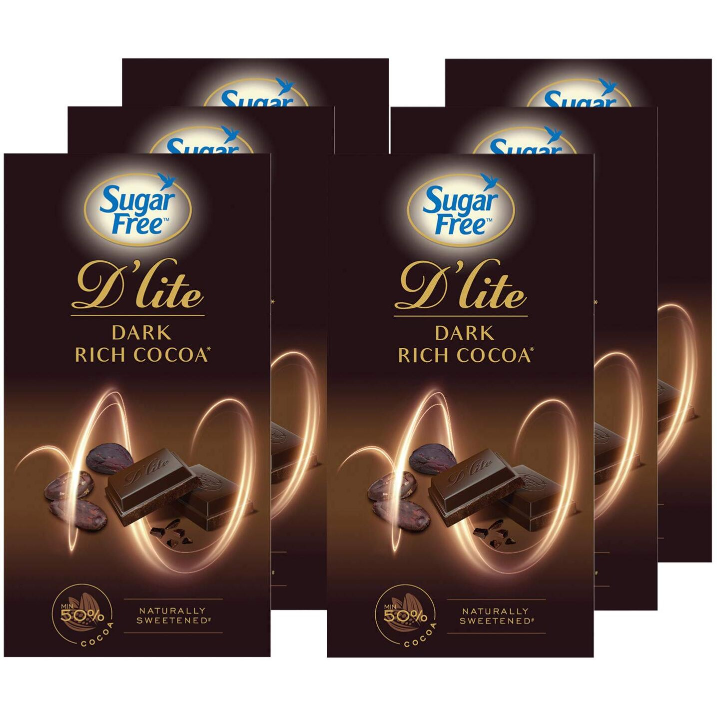 Sugar Free Dlite Rich Cocoa Dark Chocolate Bar, 40Gm (Pack of 6)