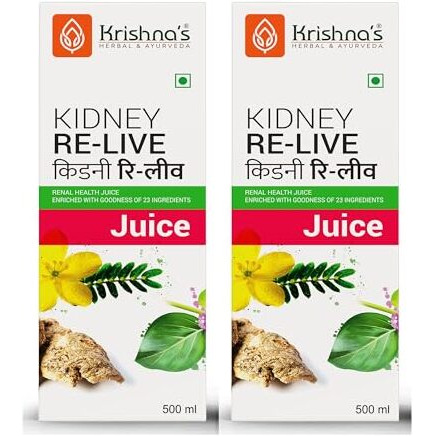 KRISHNAS HERBAL & AYURVEDA Kidney Re-Live Juice - 500 Ml (Pack Of 2) For Healthy Kidneys|Enriched With 23 Herbs Like Pashanbhed,Pushkarmool,Kaunch Beej,Arjun Chaal|Sugar Free Juice