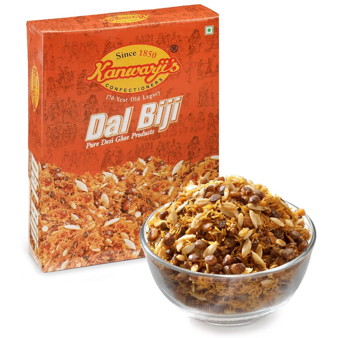 Kanwarjis Confectioners|Made with Pure 100% Desi Ghee | Dalmoth|Namkeen|100% Handmade and Ready to eat|Dal Biji (250gm)