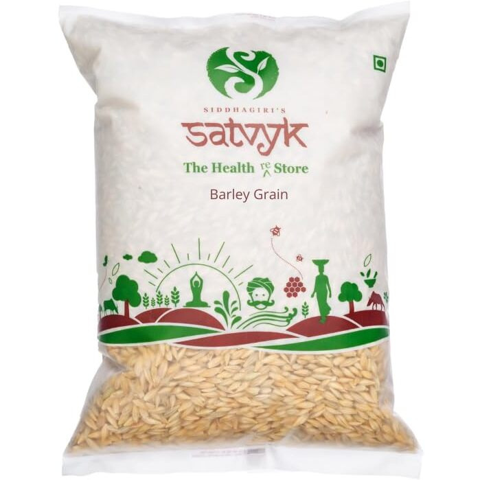 S Siddhagiris SATVYK THE HEALTH re STORE Organic Barley Whole Grain (Set of 3 - 1.5kg) - High Fiber | Jau | Whole Grain Jau | Non-Hulled