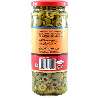 Abbies Green Sliced Olive, 450g, Product of Spain