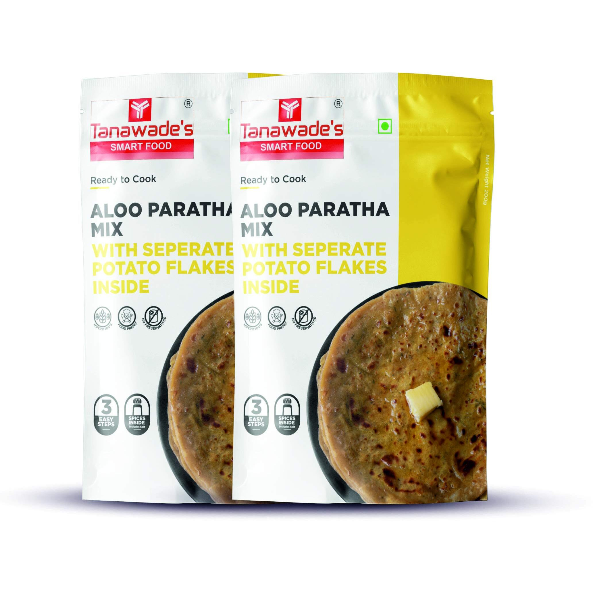 Tanawades Smart Food Instant Aloo Paratha Mix, Ready to Cook, Home food with Hand picked Flavours, Pack of 2