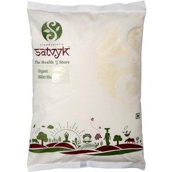 S Siddhagiris SATVYK THE HEALTH re STORE Organic Multi Millet Mix Flour - (1kg) - Super Nutritious Millet Flour | Stoneground Millet Mix Flour | Gluten-Free Atta | High Protein & Fiber | Siridhanya Flour