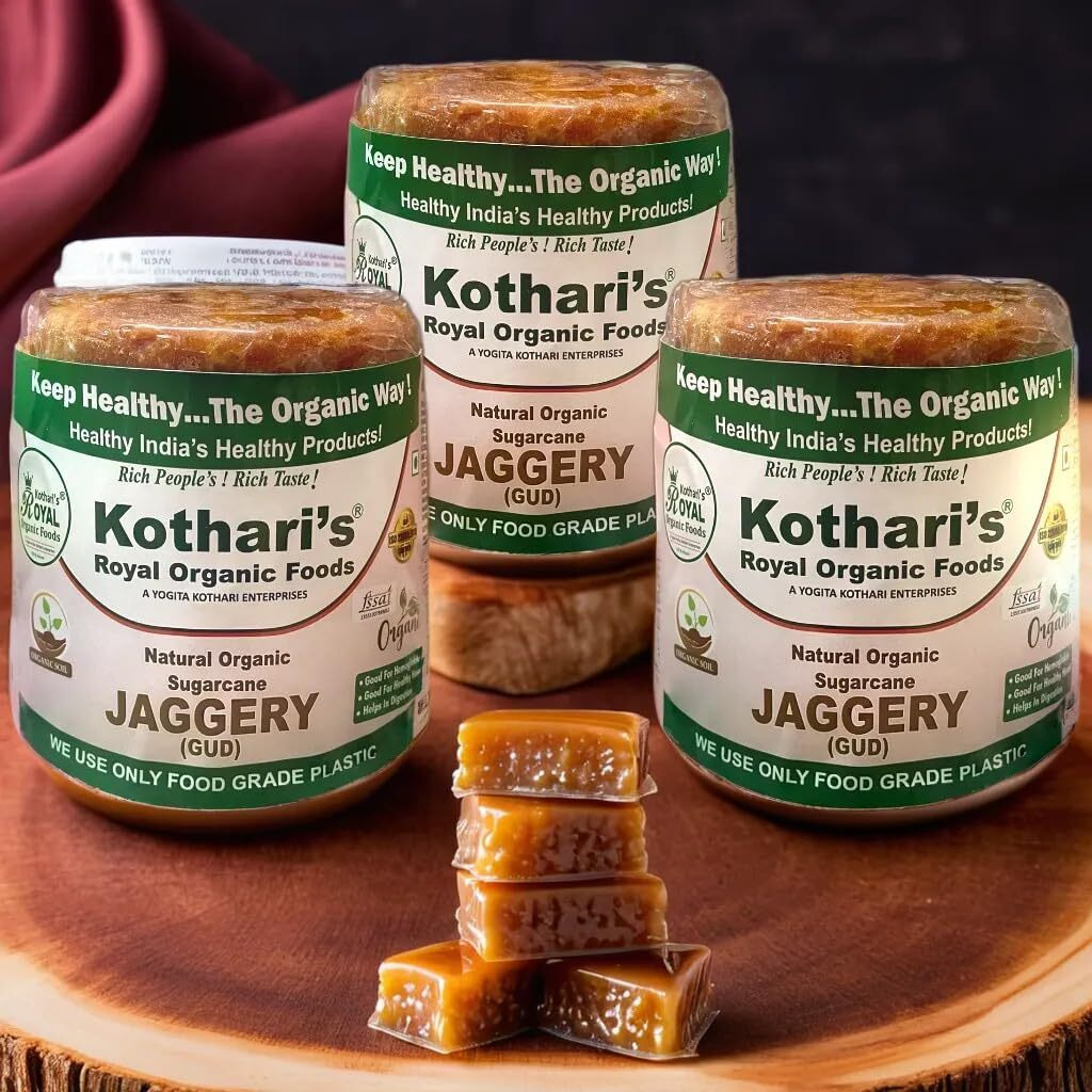 Kothais Royal Organic Jaggery Pack Of 3 2998 GM(Sugarcane Jaggery Block/Gud/Gur/Gud Bhelli/Vellam/Sharkara Bellam/Nattu/Jaggey/Pure/Natural/No Preserveti