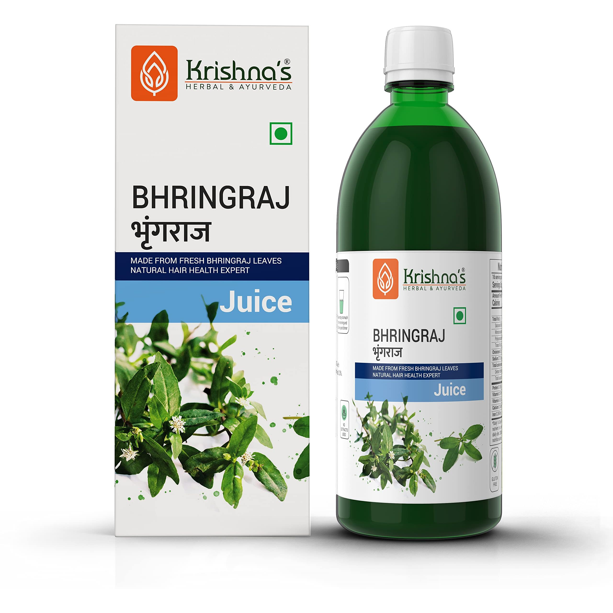 Krishnas Bhringraj Juice - 500 ml (Pack of 2) | Preservative Free | Nourishes hair and improves hair growth