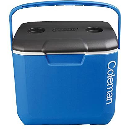 COLEMAN 30QT Excursion Ice Box, 28L, Large Cooler Box with Strong Handle, Holds 38 cans and 2L Bottles Upright, Blue