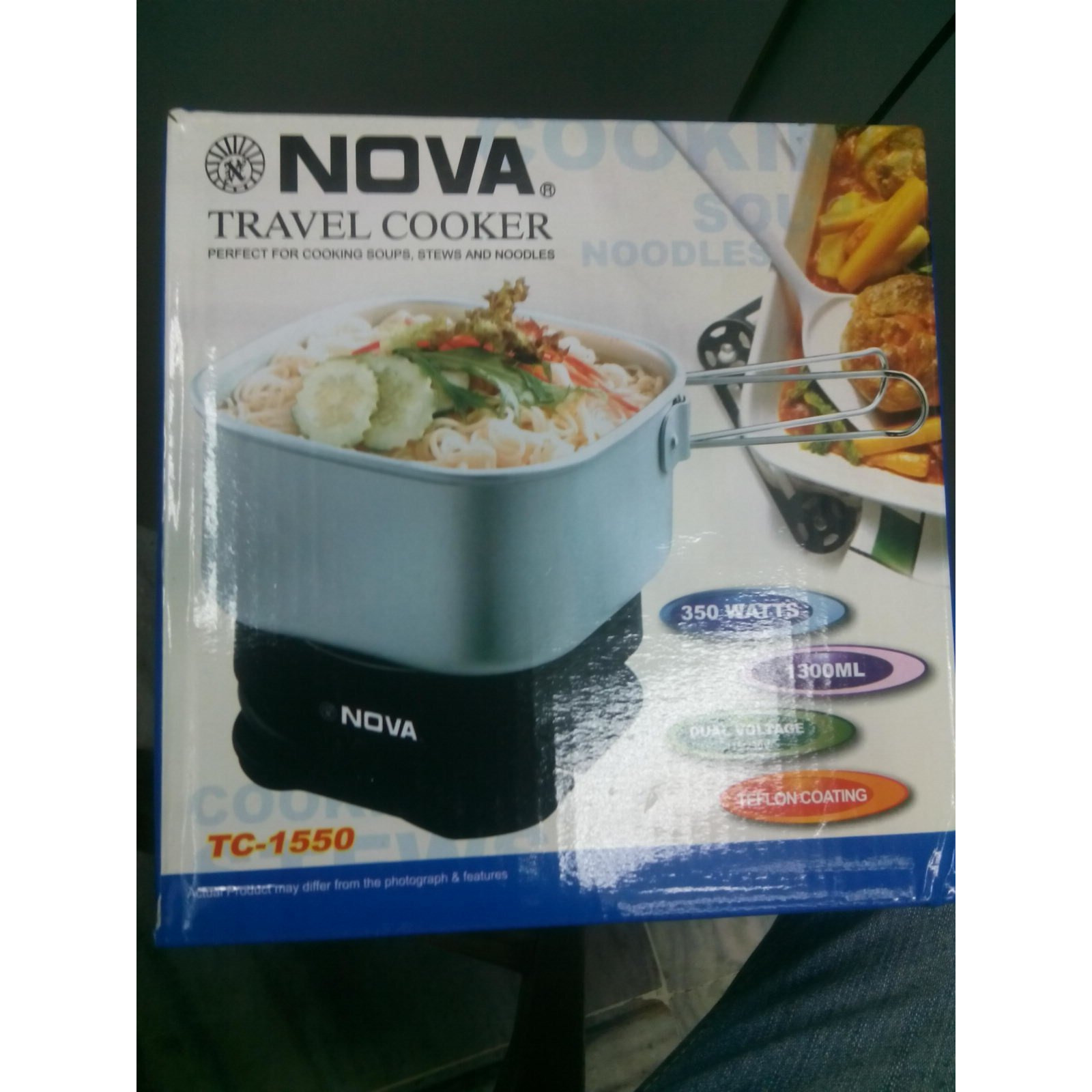 Nova TC-1550 Travel Cooker, Outer Lid, Black, Teflon, 1 Liter