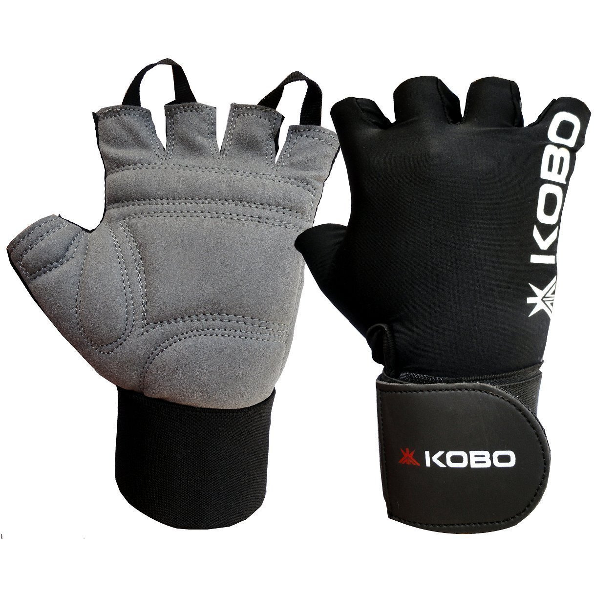 Kobo Faux Leather Wtg-09 Gym Gloves with Wrist Support, Small (Black)