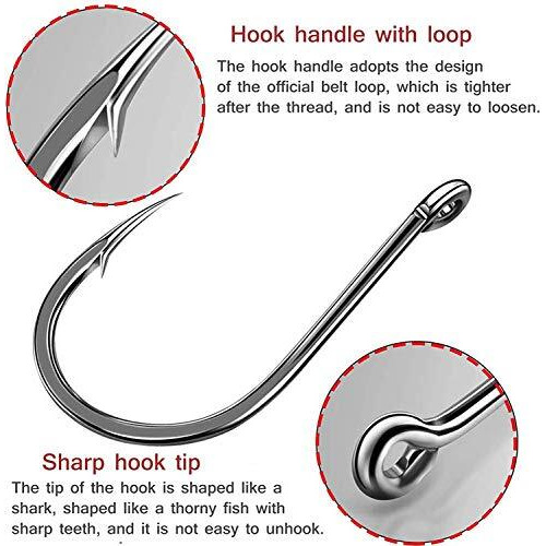 Proberos 500pcs High Carbon Steel Fishing Hooks with Plastic Box, 10 Sizes Fish Hook with Barbs for Freshwater/Seawater, 3 - 12(50pcs/ Size)