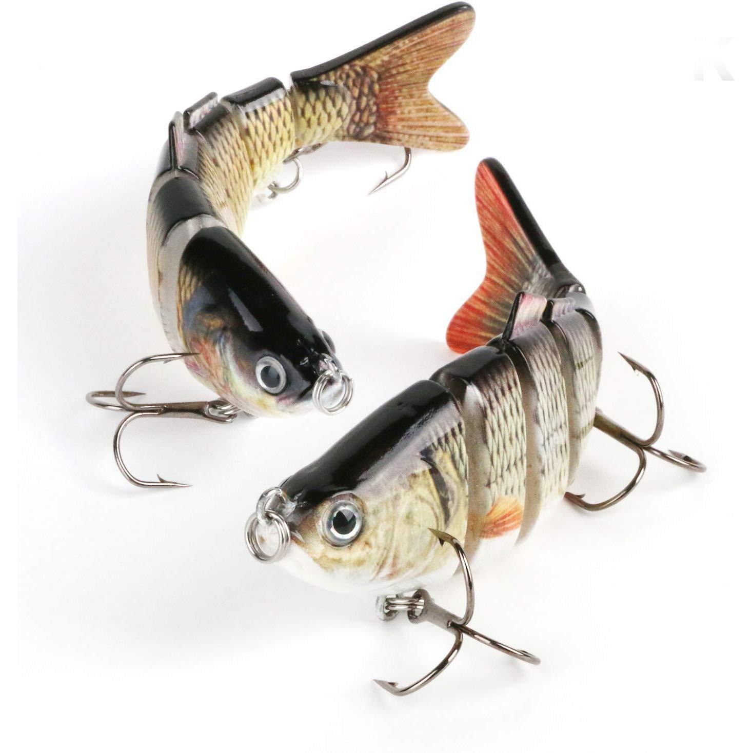 PROBEROS Fishing Baits, 2 Pack 6 Segments Lifelike Multi-Jointed Swimbait, Hight Quality Hard Bait Fishing Hooks with High Carbon Steel Tackle 6 (10cm/19g)