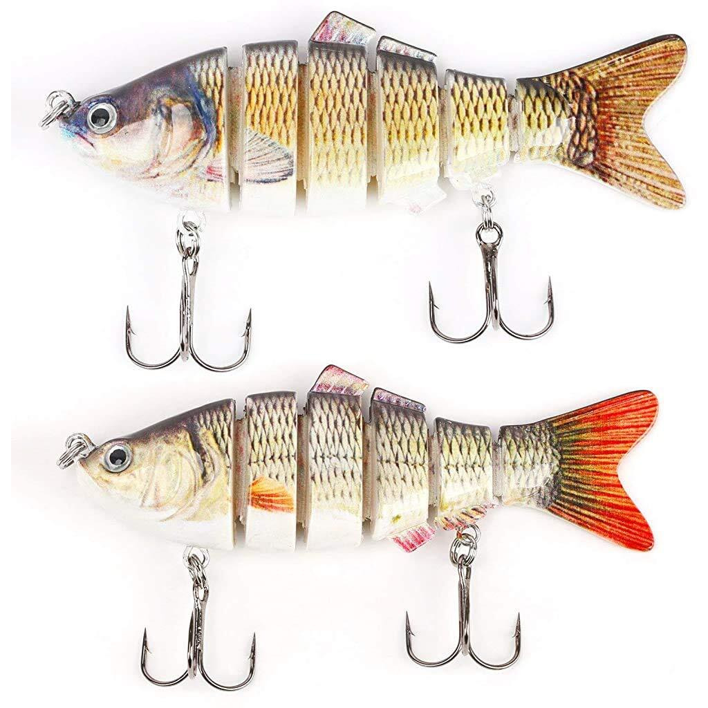 PROBEROS Fishing Baits, 2 Pack 6 Segments Lifelike Multi-Jointed Swimbait, Hight Quality Hard Bait Fishing Hooks with High Carbon Steel Tackle 6 (10cm/19g)