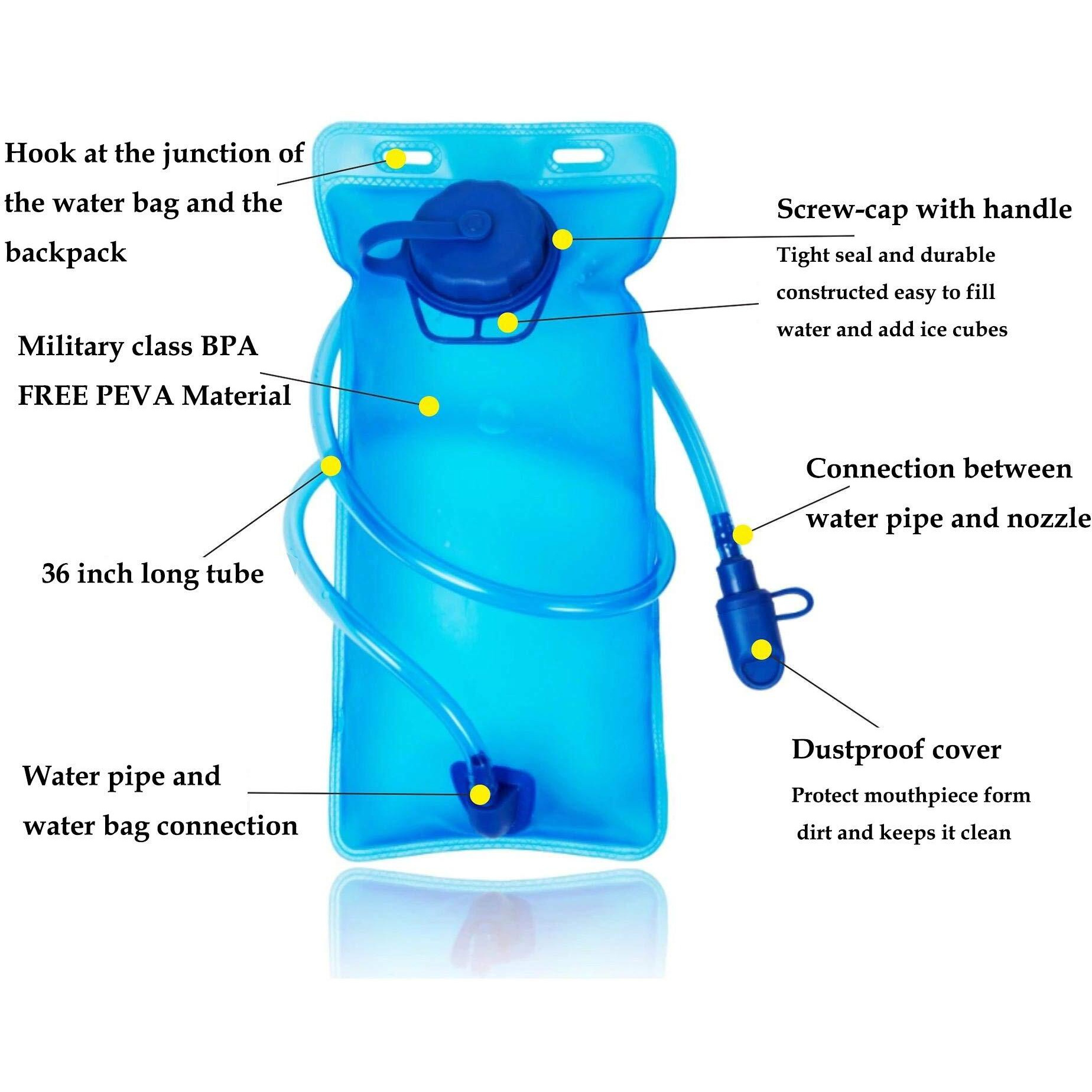 PROBEROS Premium Anti-Bacteria Material Hydration Upgraded Leak Proof Water Reservoir Hydrating Bladder for Hiking Cycling, Running (Blue, 13.8   x 6.8  )