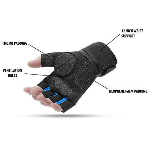 Xfinity Fitness Mens Gym Gloves With 12 Inch Wrist Support And Anti Slip Grip