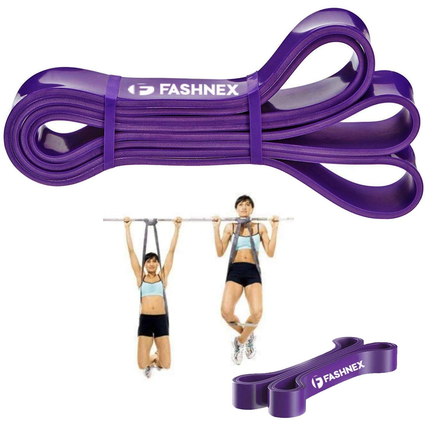 FASHNEX Resistance Bands, Pull Up Assist Exercise Band, Body Stretching, Powerlifting, Home Workout, Fitness Training Loop Bands for Unisex Purple (35-85LBS, Heavy))(Material Rubber)