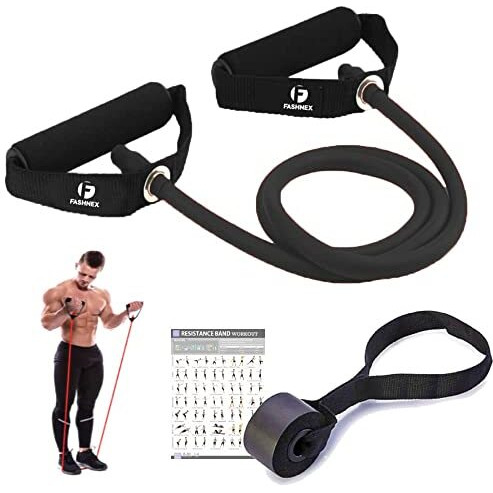FASHNEX Resistance Tube with Foam Handles for stretching, mobility, weight training. The Toning Tube Resistance band is for Home Workout for Men/Women. (As per Image)