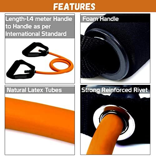 FASHNEX Resistance Tube with Foam Handles for stretching, mobility, weight training. The Toning Tube Resistance band is for Home Workout for Men/Women. (As per Image)