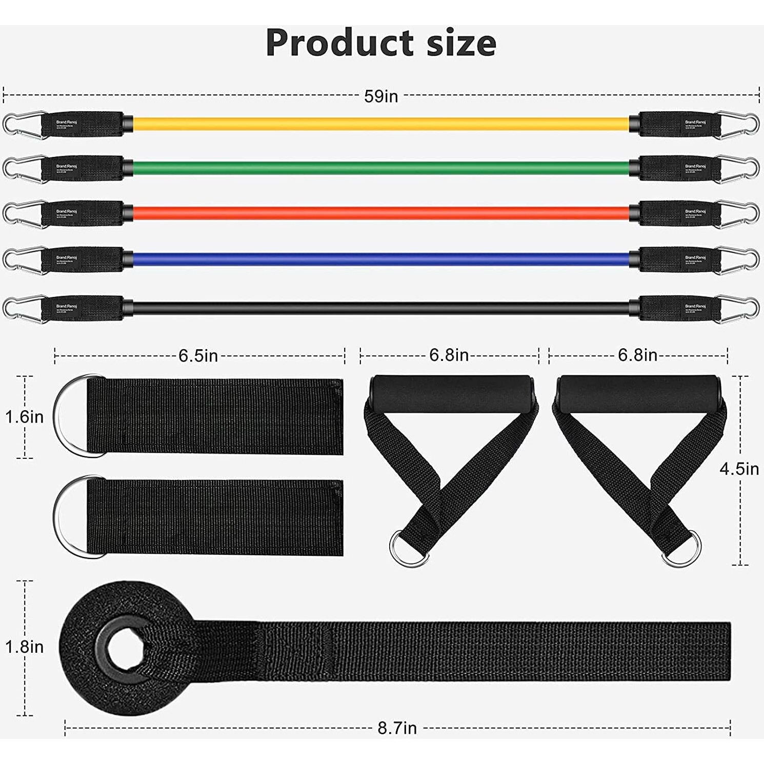Fashnex Premium 11 pcs Resistance Band set (As Per Image)