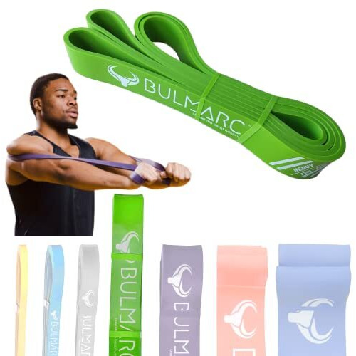 BULMARC s Resistance Band Pull Up Assist Power Bands with 65+ exercises for Workout, Muscle Tone, Weight Loss & Body Powerlifting (Lime Green, Heavy (21-37) KGS)