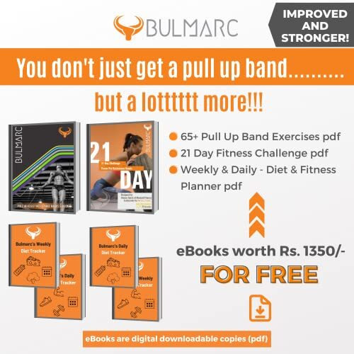 BULMARC s Resistance Band Pull Up Assist Power Bands with 65+ exercises for Workout, Muscle Tone, Weight Loss & Body Powerlifting (Lime Green, Heavy (21-37) KGS)